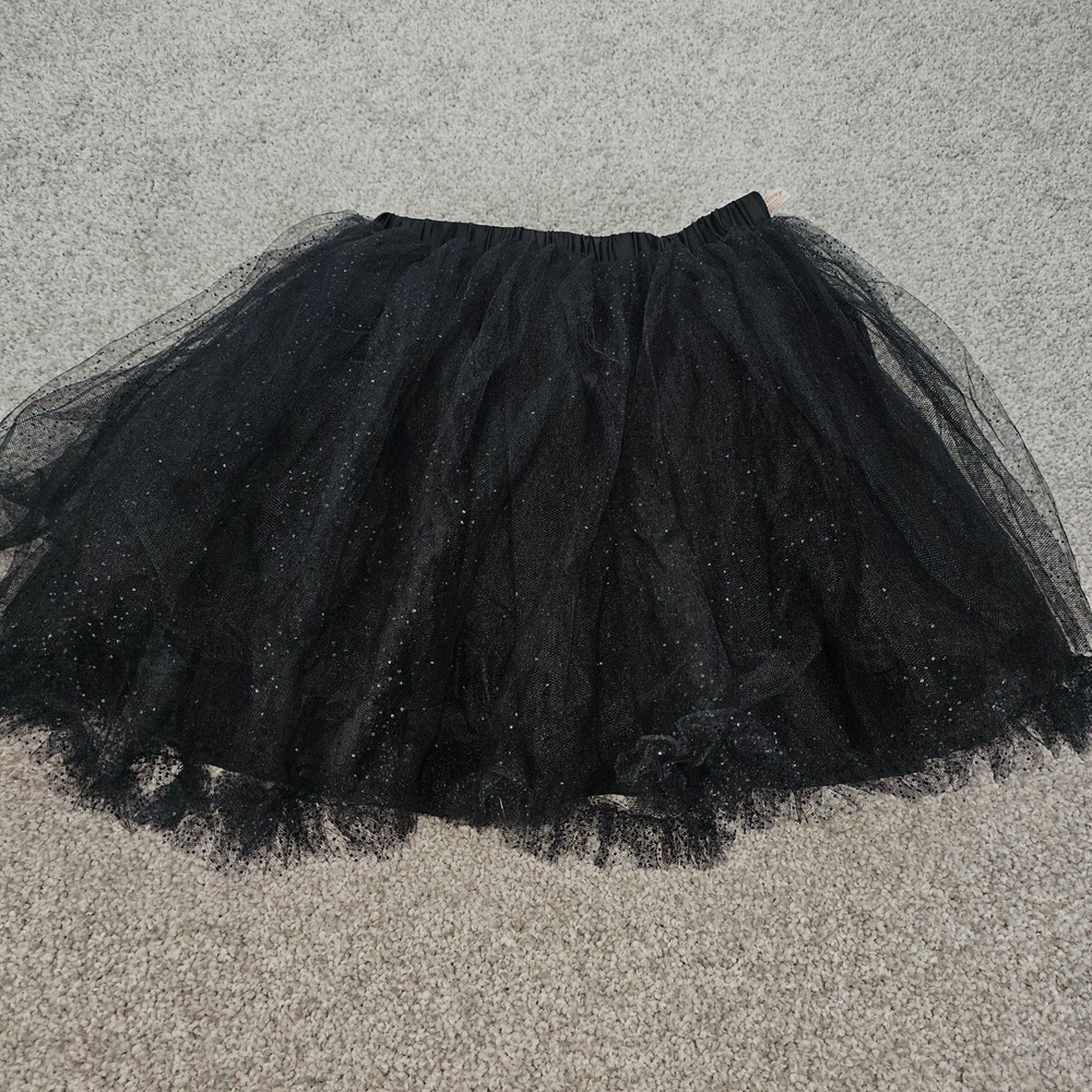 Disney Girls Black Tulle Tutu Skirt‎ Sparkle Costume Size 7/8 See Description